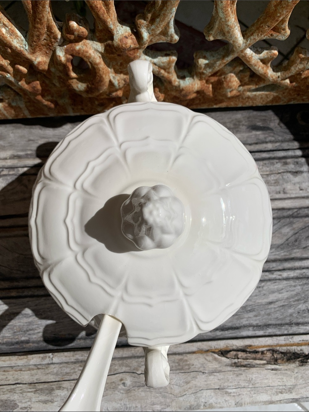 Vintage White Porcelain Covered Tureen with Ladle and Underplate - Picture 6 of 16